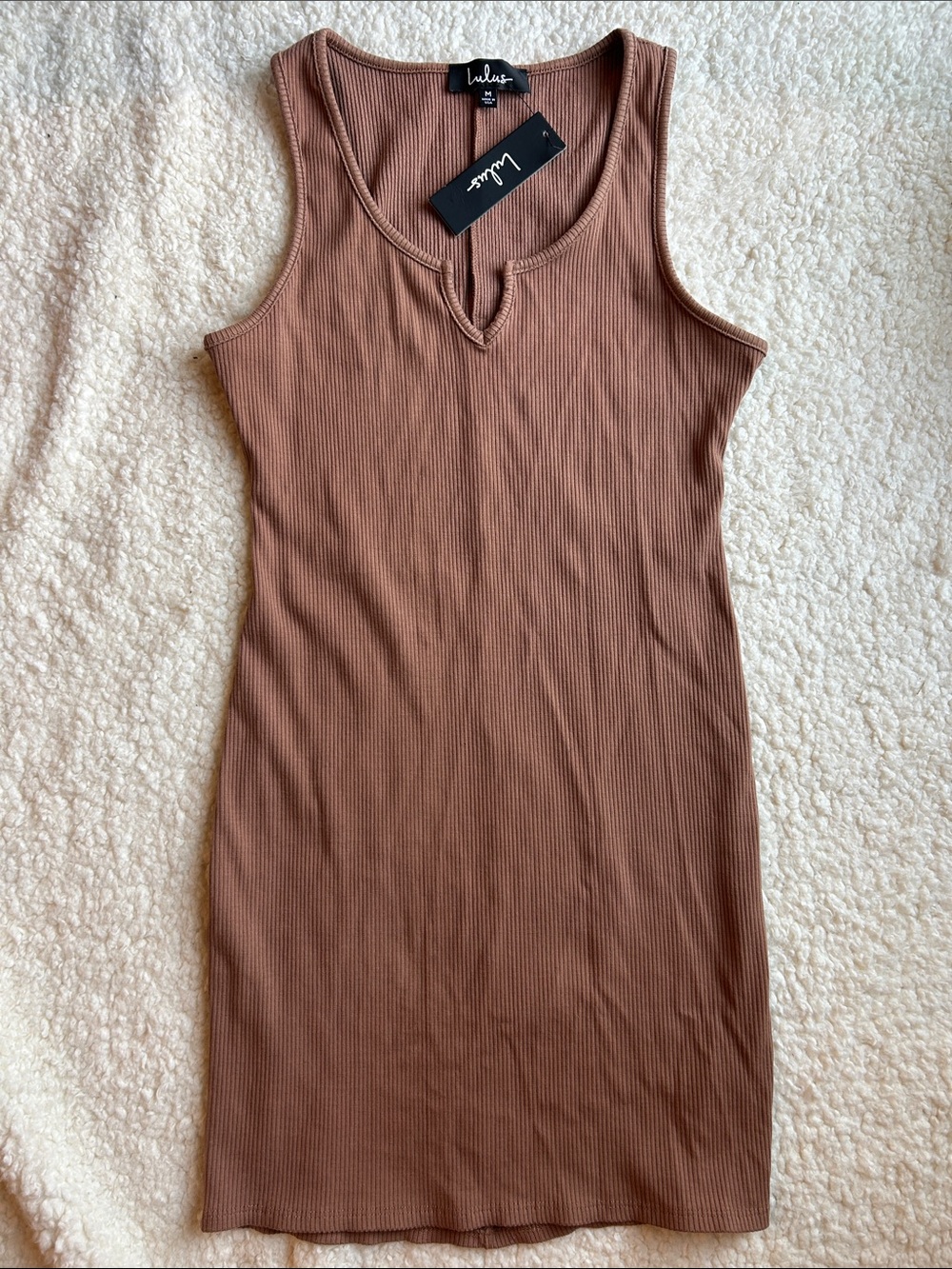 NWT Lulu's Brown Ribbed Tank Dress